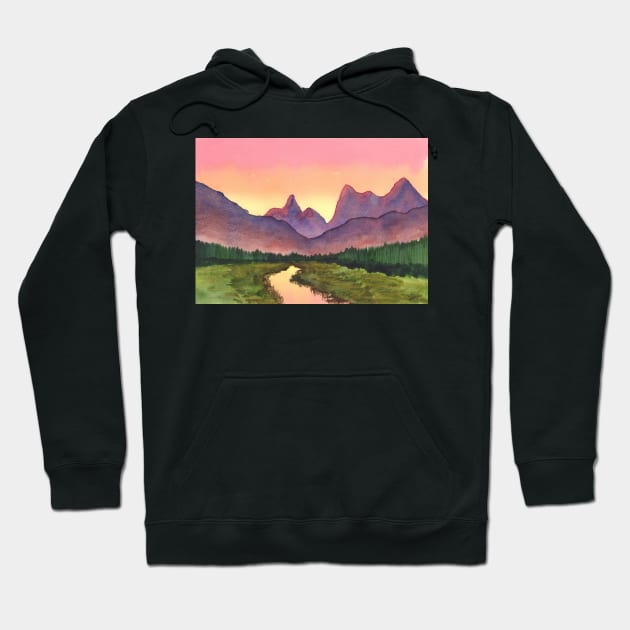 Stream in the Mountains (Evening) Hoodie by jamesknightsart